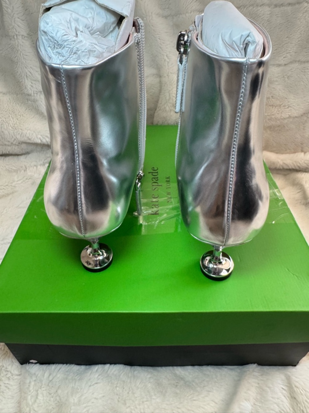 kate spade Metallic Silver Pointed-Toe Ankle Booties - Picture 2 of 5